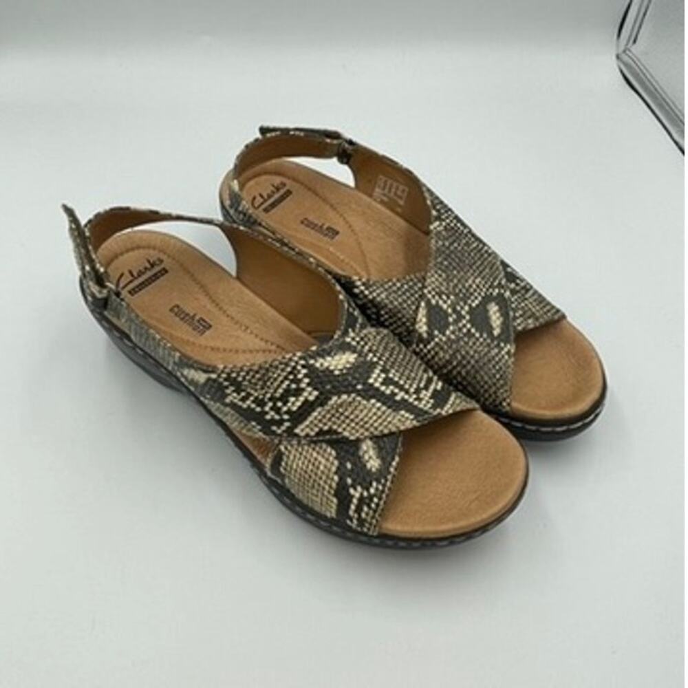 Clarks Hayla Heaven Women's Slingback Snakeskin Sandals Shoes 9 New